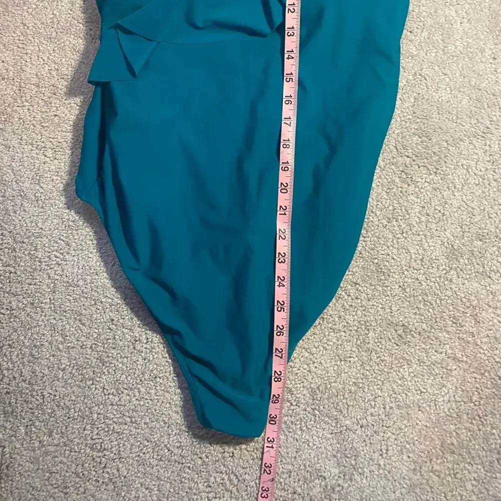Maternity Swimsuit Women's Size 2XL One Piece Ruffle Swim Deep V Neck in Green